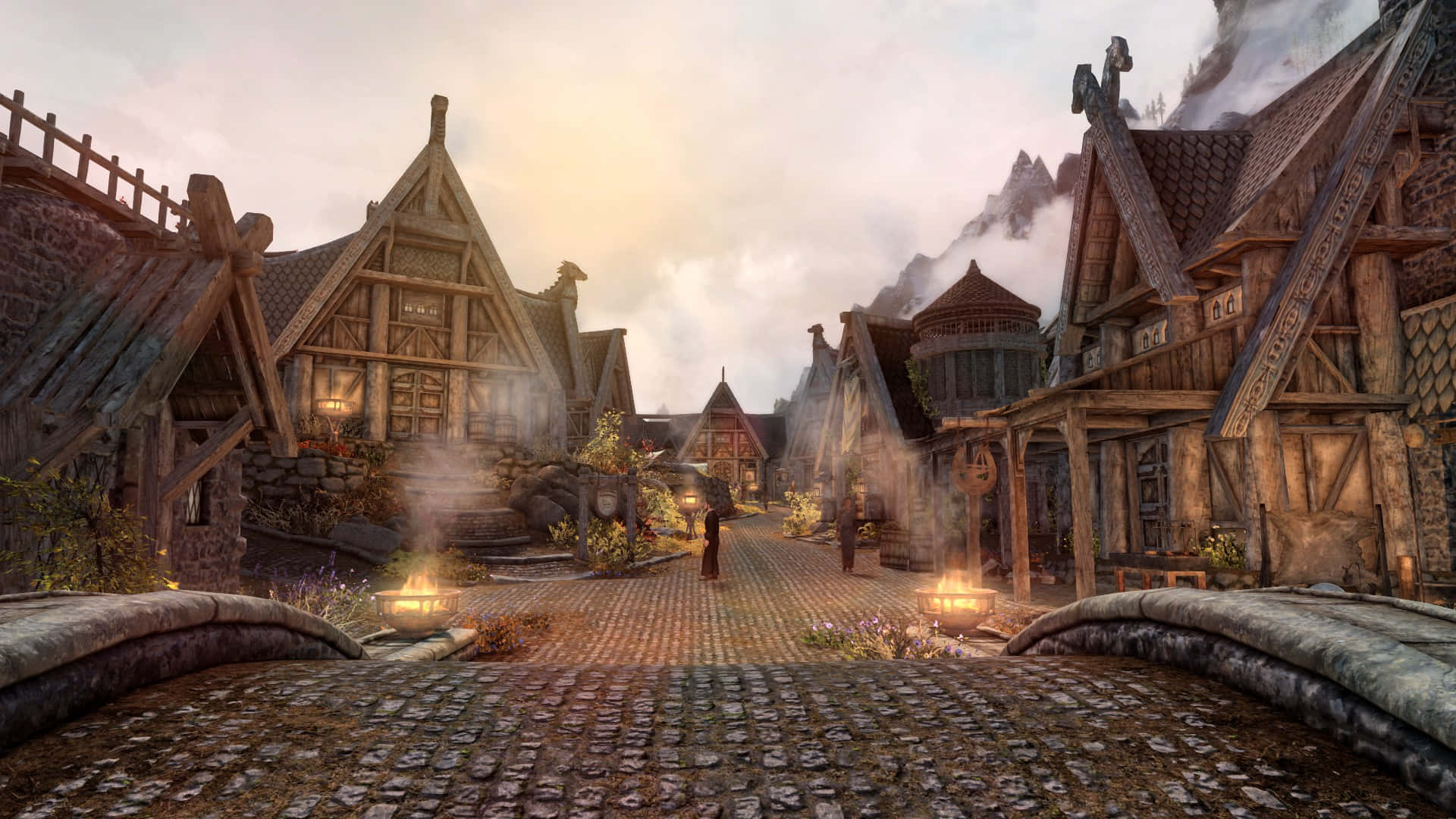 Skyrim, Whiterun, sunset, Full HD Desktop Wallpaper