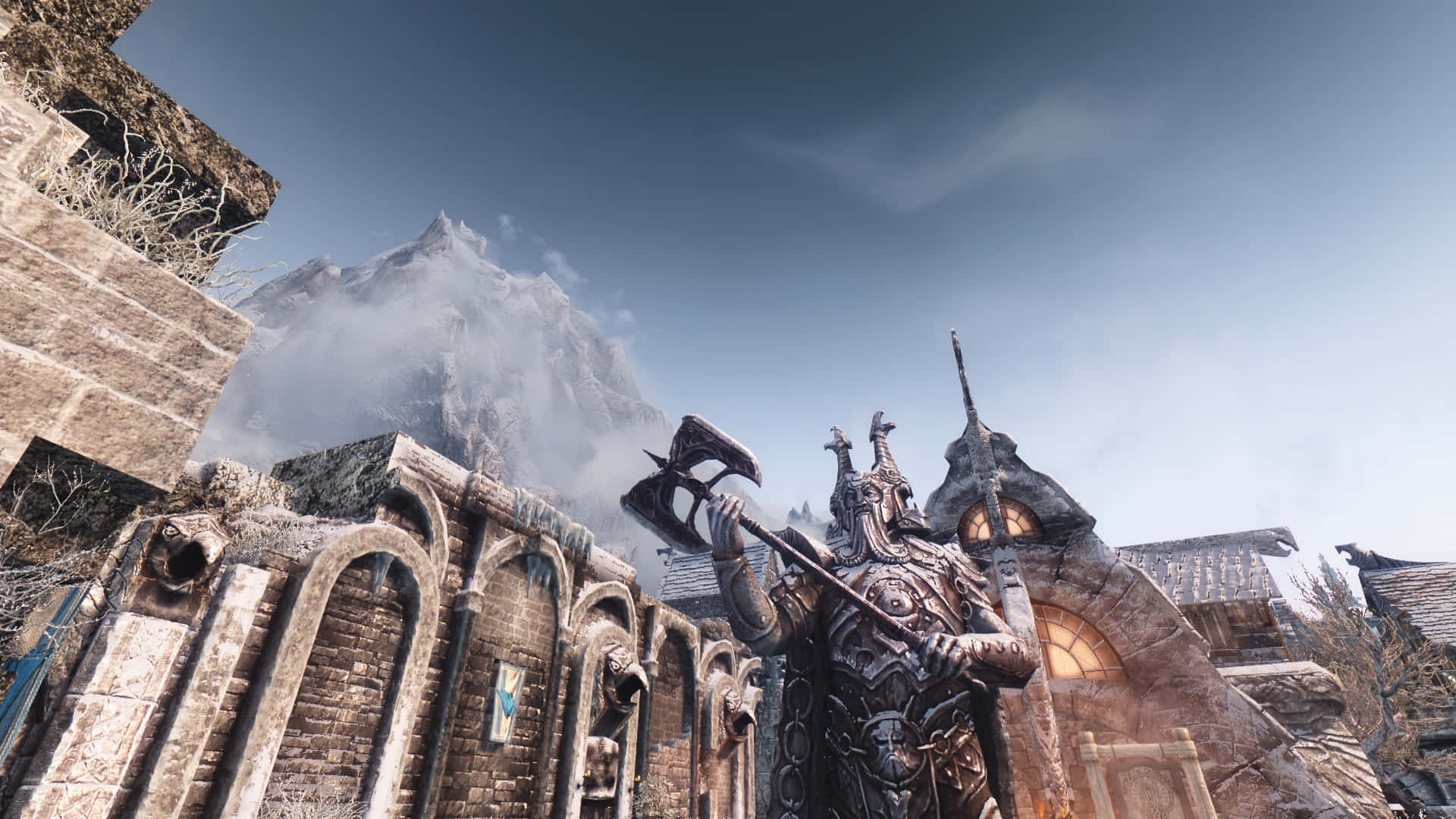 Skyrim, Windhelm, ancient stone ruins, Full HD Desktop Wallpaper