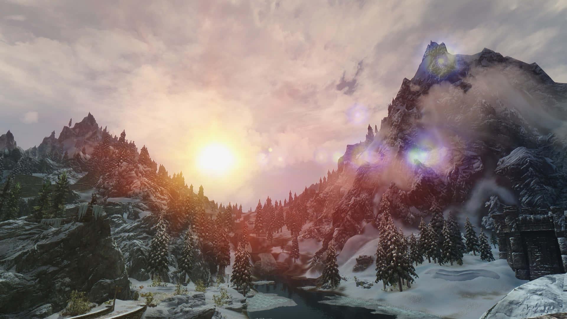 Skyrim, Windhelm, sunset, Full HD Desktop Wallpaper
