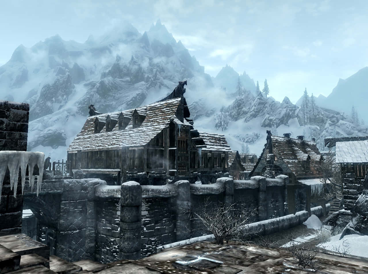 Skyrim, Windhelm, snow, HD Desktop Wallpaper
