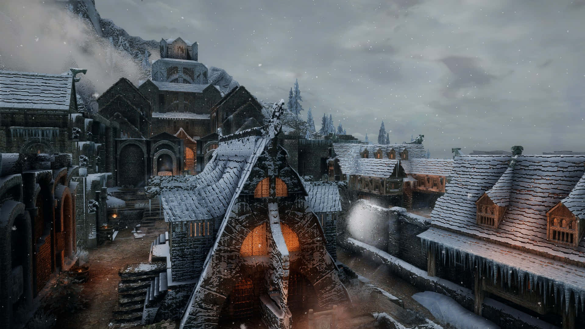 Skyrim, Windhelm, snow, Full HD Desktop Wallpaper