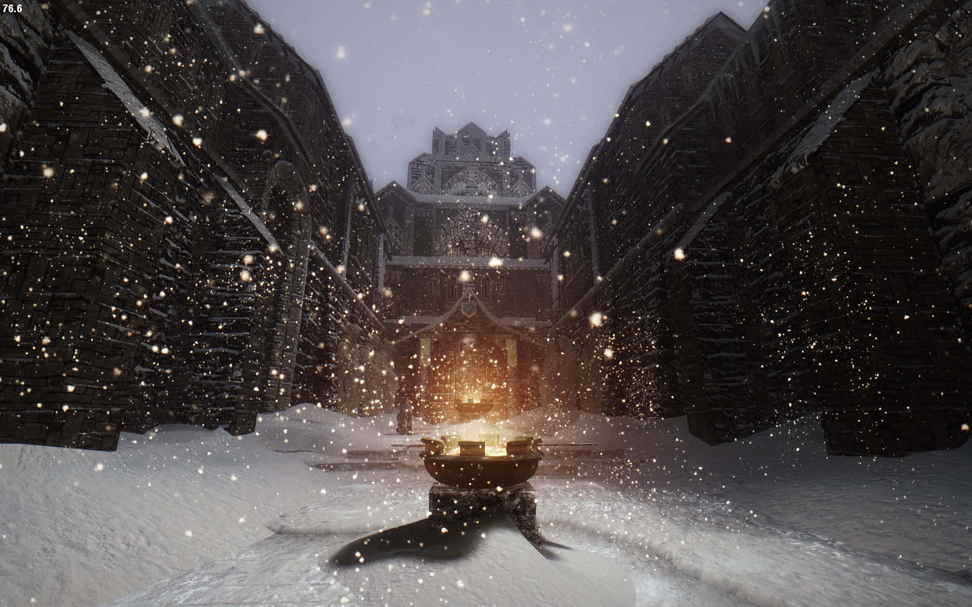 Skyrim, Windhelm, stone alleyway, Full HD Desktop Wallpaper