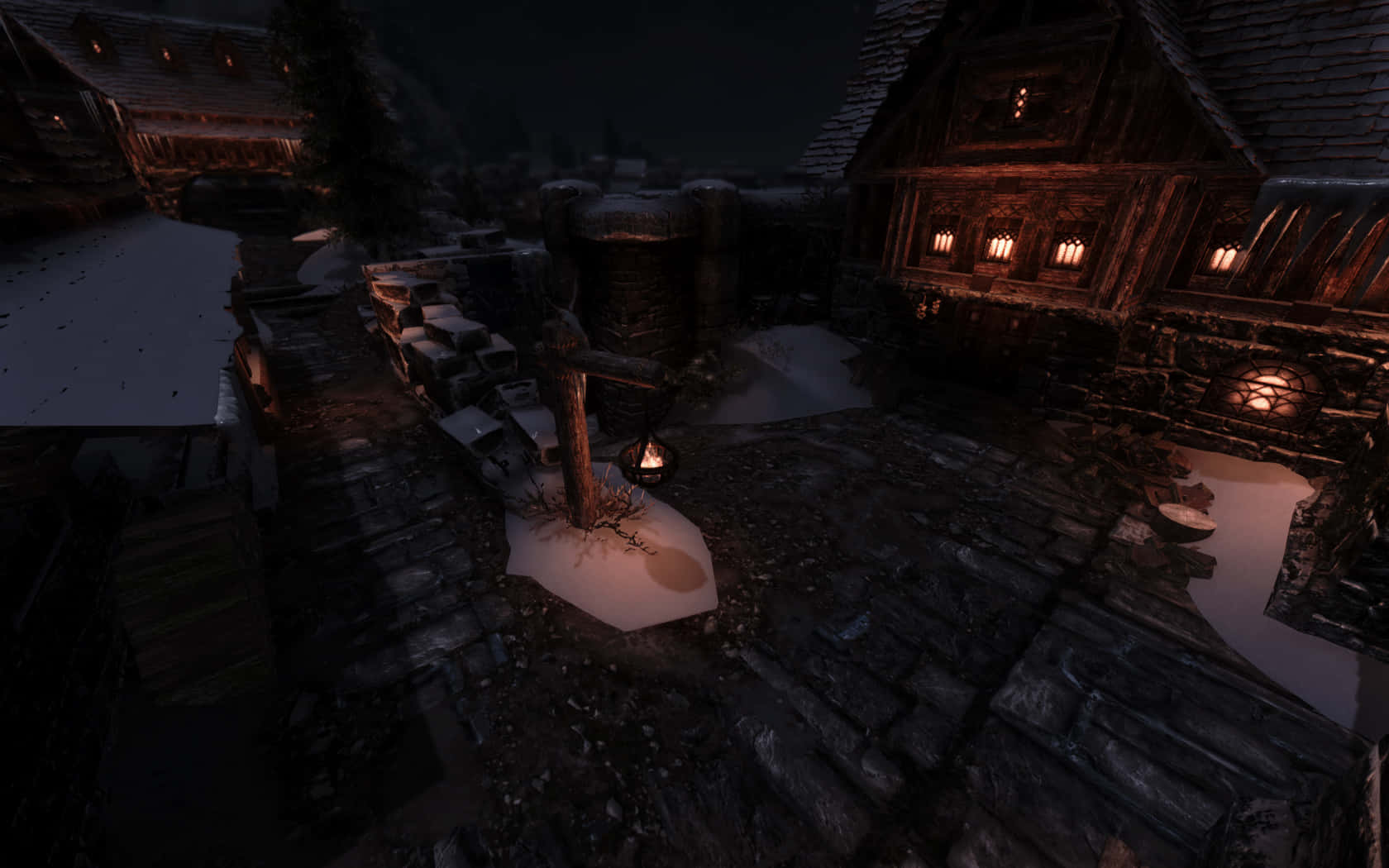 Skyrim, Windhelm, snowy medieval village, HD Desktop Wallpaper