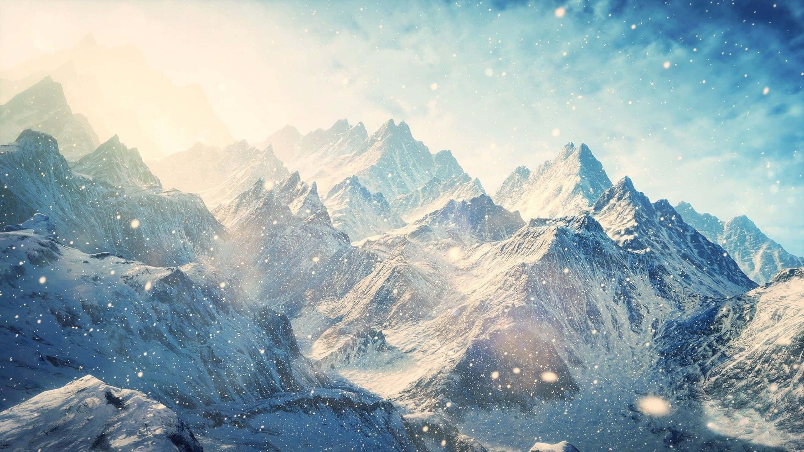 Skyrim, 2560 x 1440, icy winter mountain, 2K Desktop Wallpaper