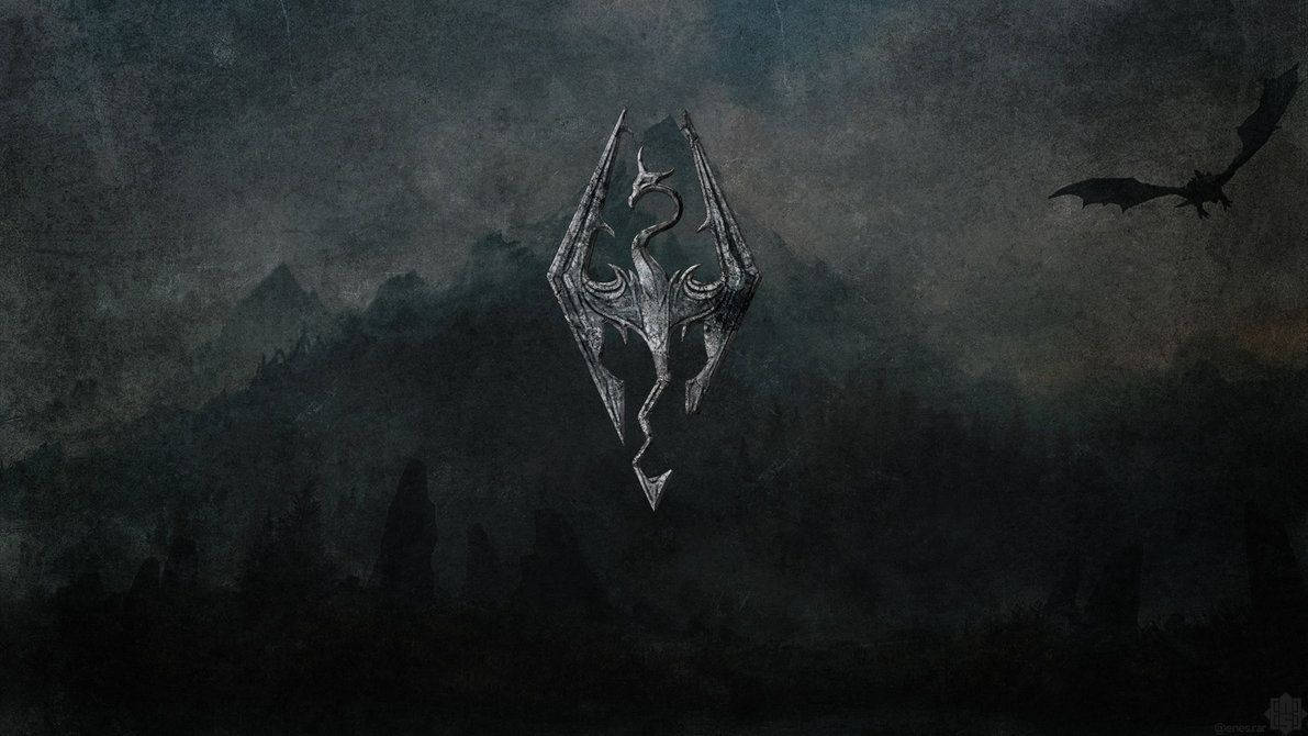 Skyrim, dragon, misty mountains, SD Desktop Wallpaper