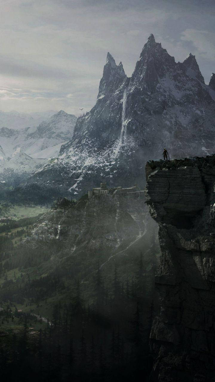 Skyrim, iPhone, mountain range, HD Phone Wallpaper