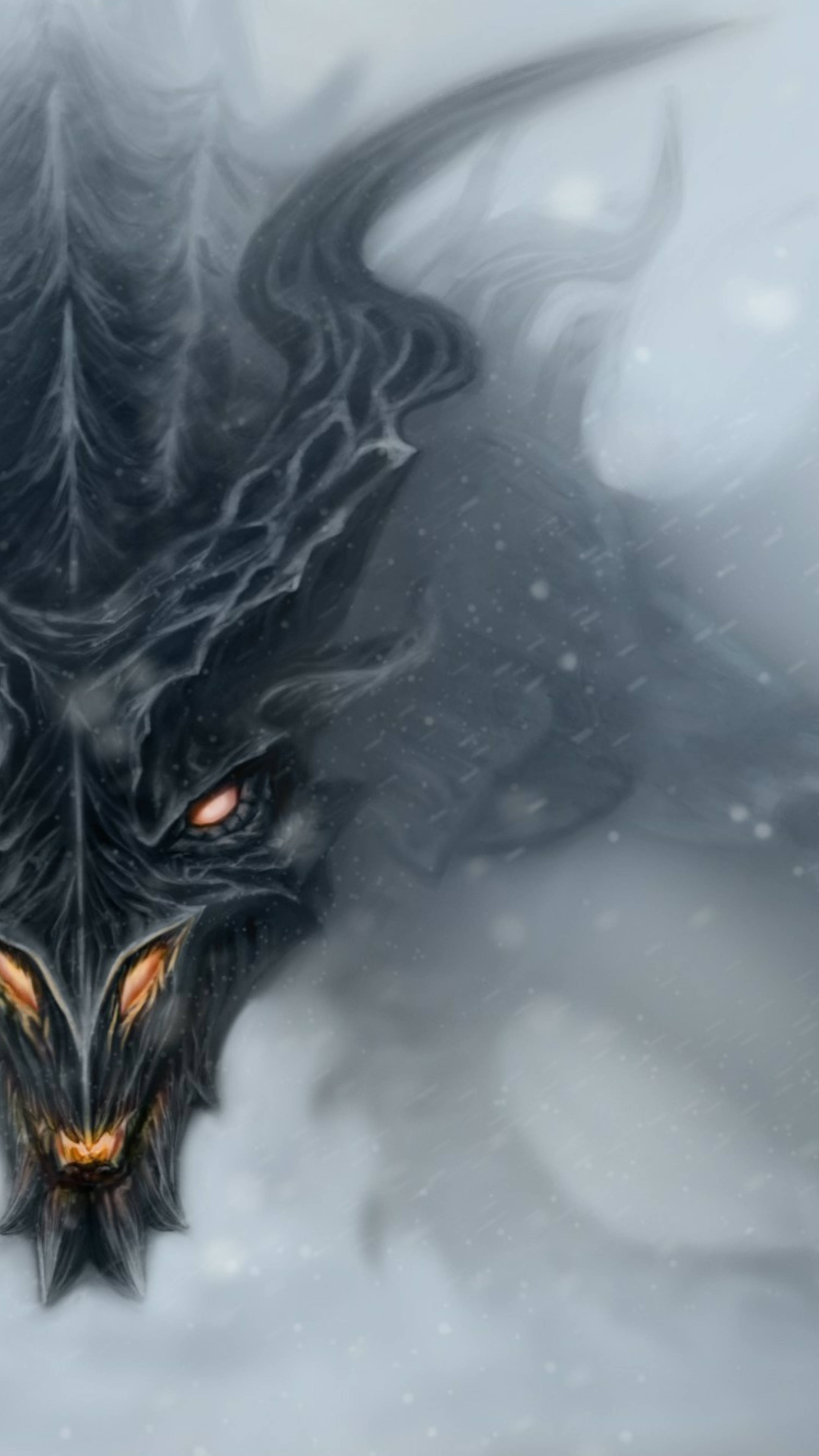 Skyrim, iPhone, dragon, 4K Phone Wallpaper