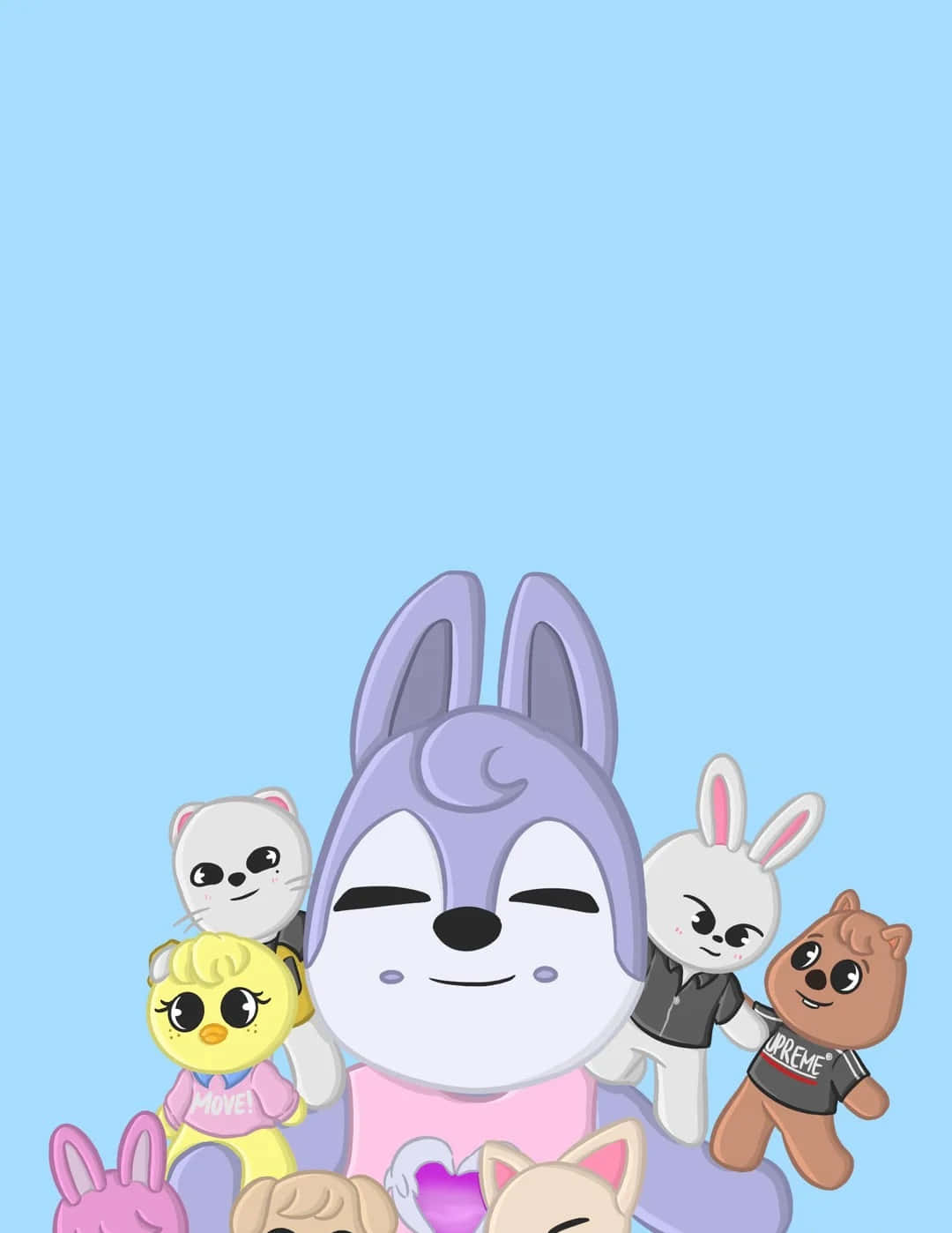 Skzoo, purple bunny, cute cartoon animals, HD Phone Wallpaper