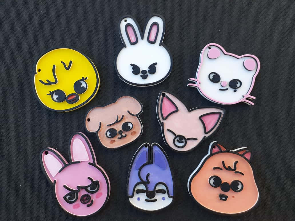 Skzoo, character pins collection, cartoon animal face charms, SD Desktop Wallpaper