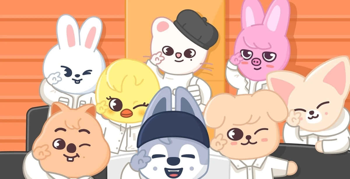 Skzoo, cartoon animals, white coats, SD Desktop Wallpaper