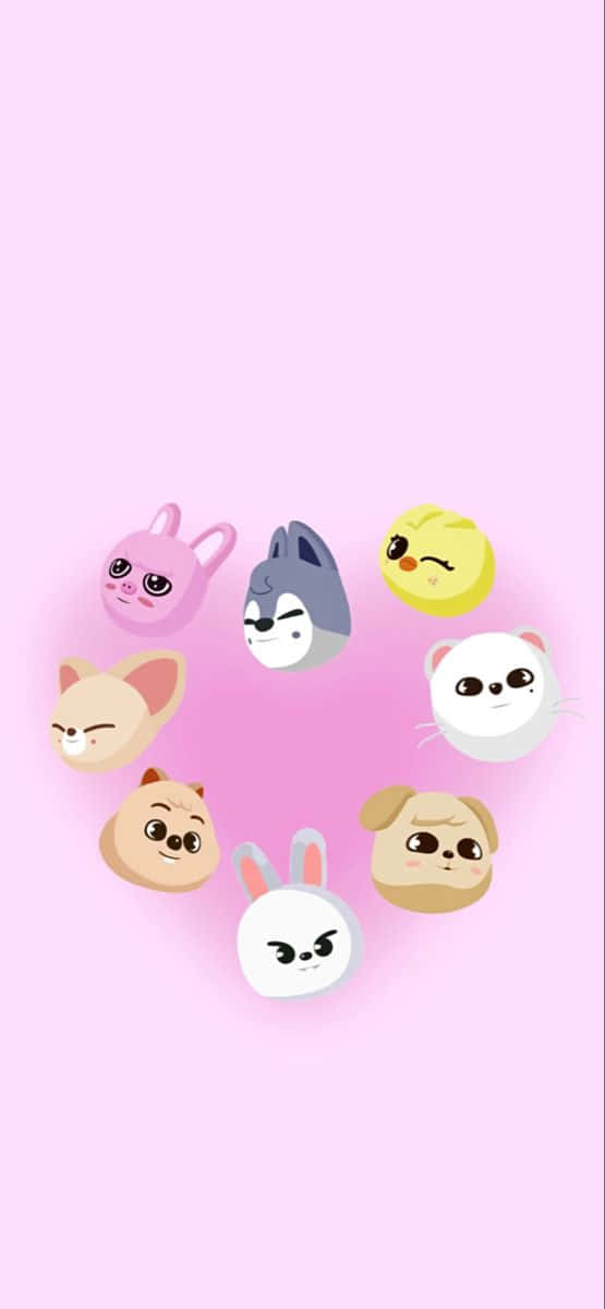 Skzoo, pink background, pastel pink background, SD Phone Wallpaper