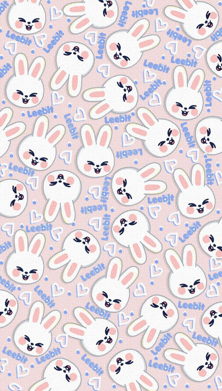 Skzoo, white cartoon bunnies, pink ears, HD Phone Wallpaper