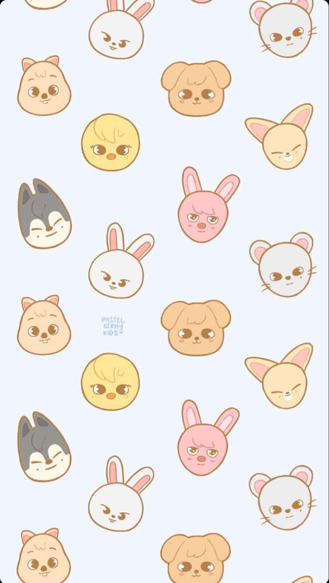 Skzoo, characters pattern, pastel-colored, SD Phone Wallpaper