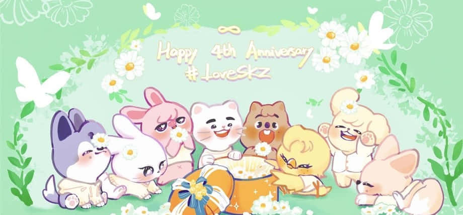 Skzoo, 4th anniversary, daisies, SD Desktop Wallpaper