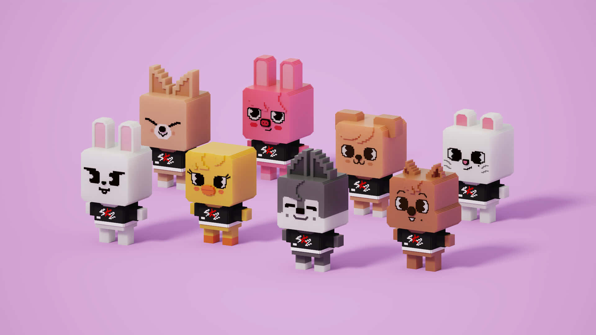 Skzoo, characters, group pose, Full HD Desktop Wallpaper