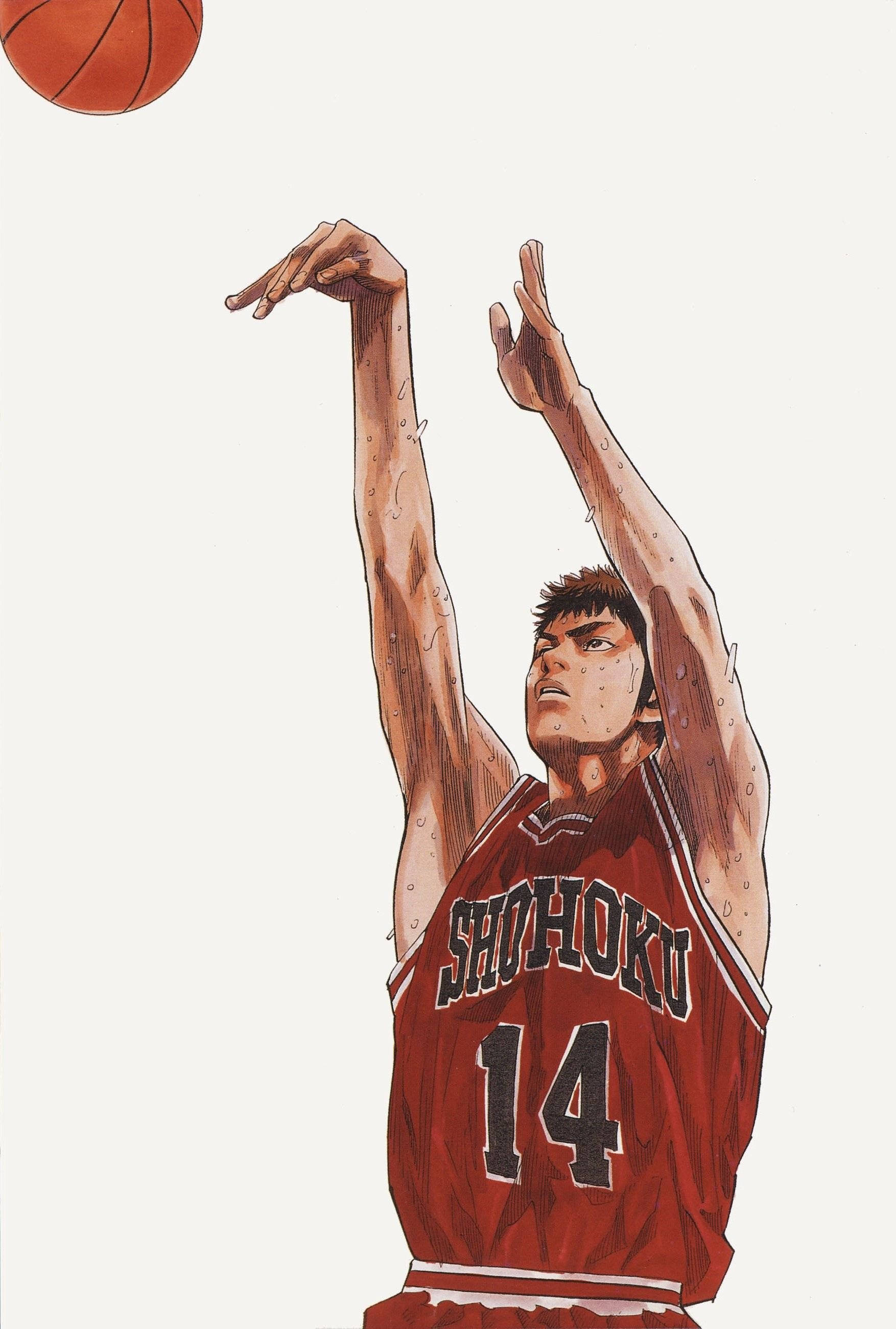 Slam Dunk, three pointer, red Shohoku jersey, 2K Phone Wallpaper