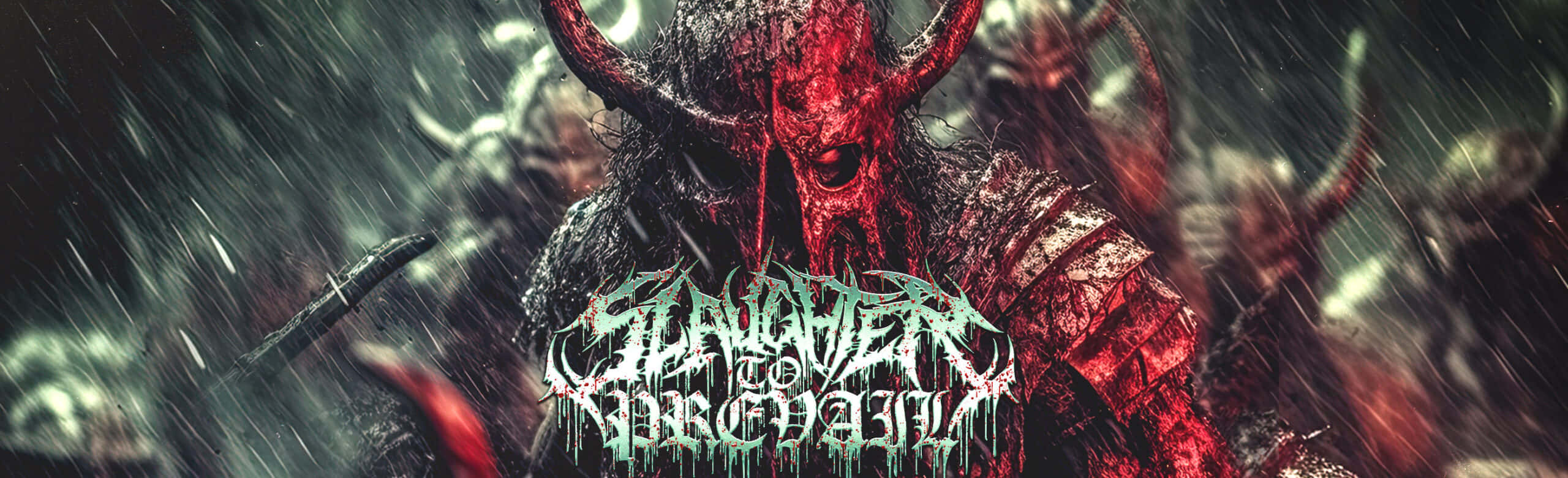 Slaughter To Prevail, demonic figure, red horns, 2K Desktop Wallpaper