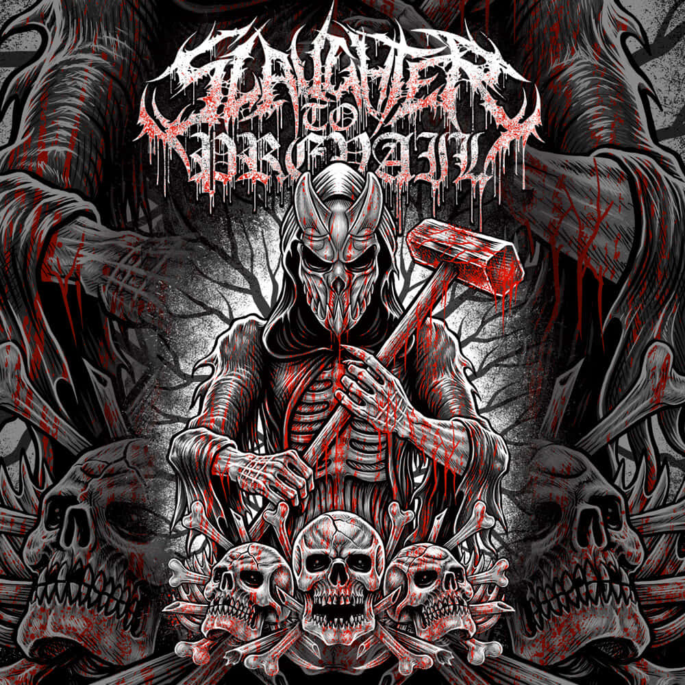 Slaughter To Prevail, demonic artwork, skeletal figure, SD Desktop Wallpaper