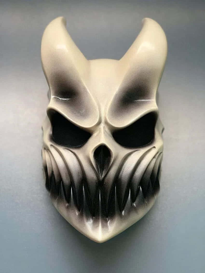 Slaughter To Prevail, demon mask, cream and black gradient, SD Phone Wallpaper