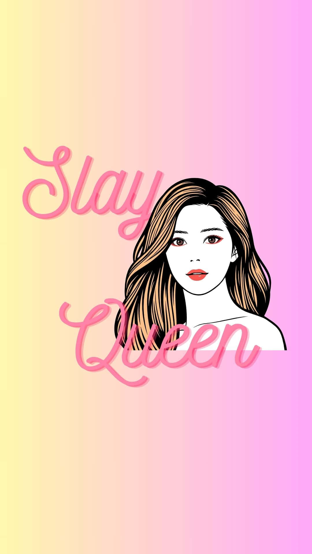 Slay Queen, pink cursive, soft gradient background, Full HD Phone Wallpaper