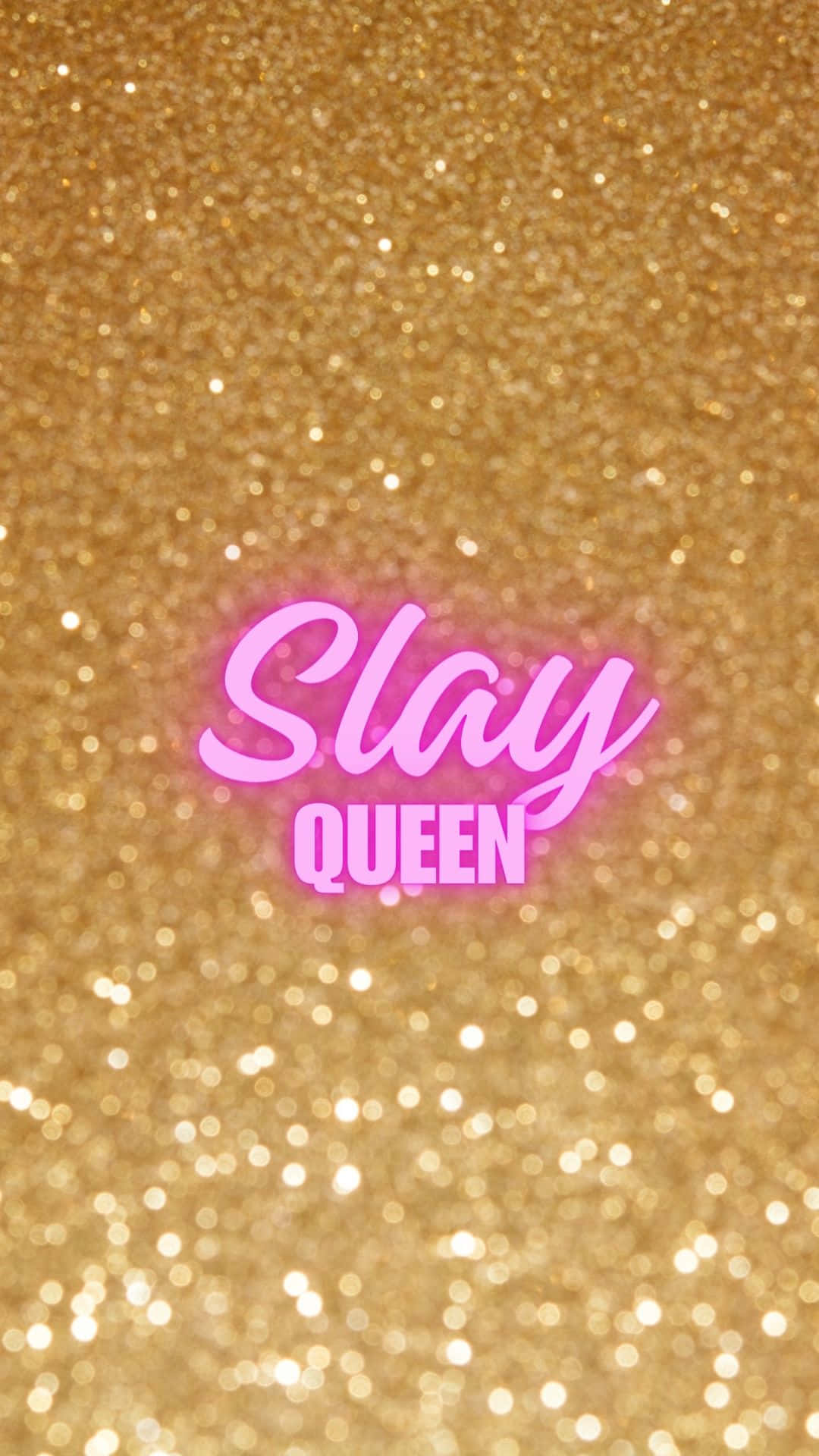 Slay Queen, pink neon, glitter background, Full HD Phone Wallpaper