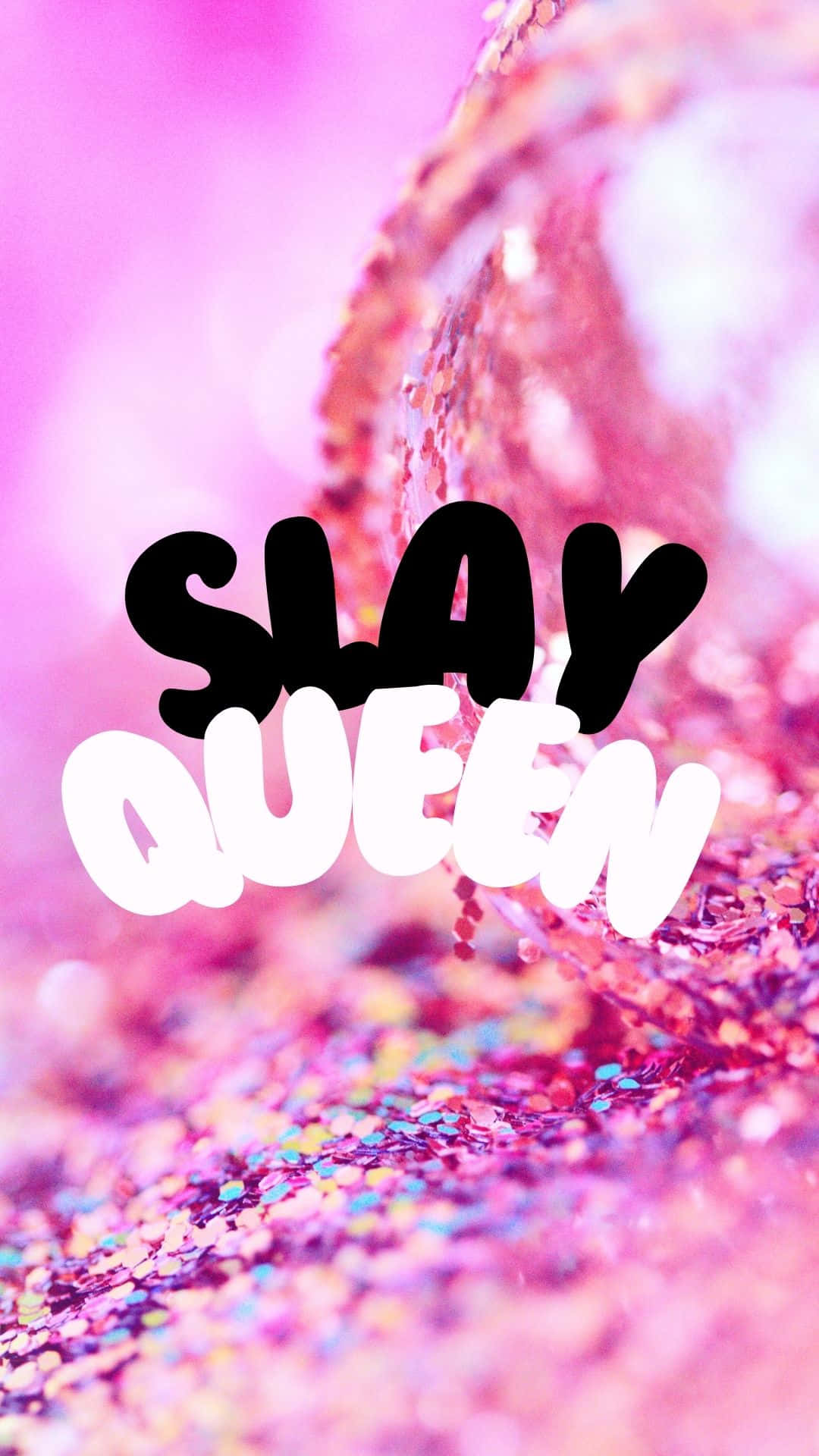 Slay Queen, vibrant pink sparkly background, colorful confetti, Full HD Phone Wallpaper