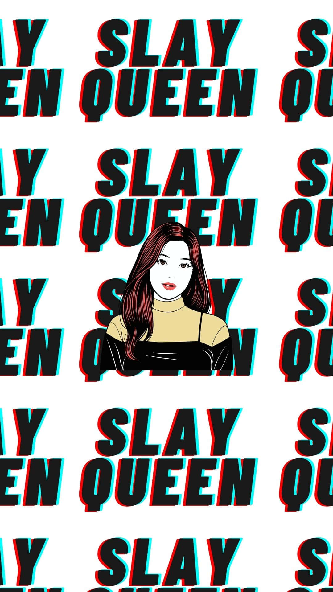 Slay Queen, pop art style, bold black letters, Full HD Phone Wallpaper