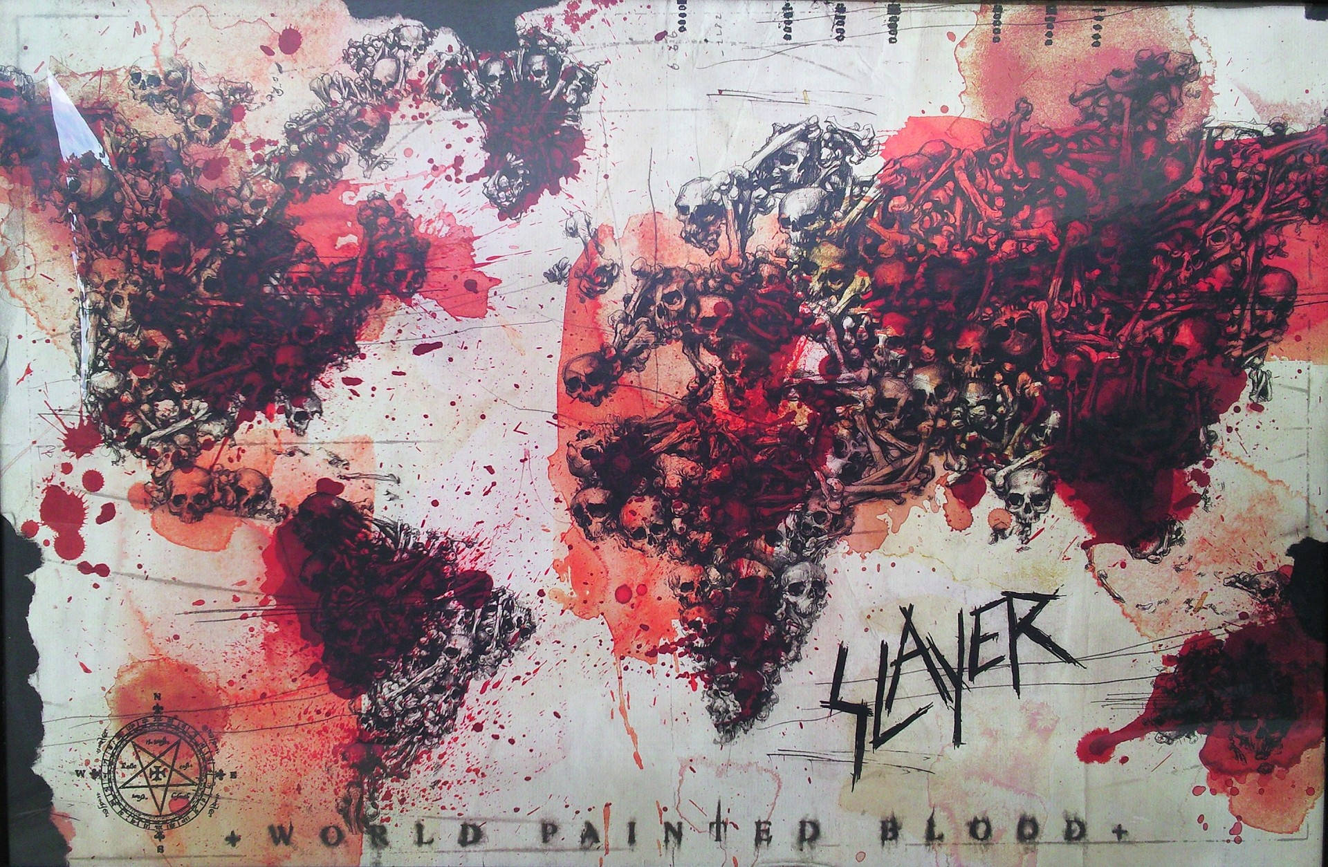 Slayer, bloody map, world map, Full HD Desktop Wallpaper