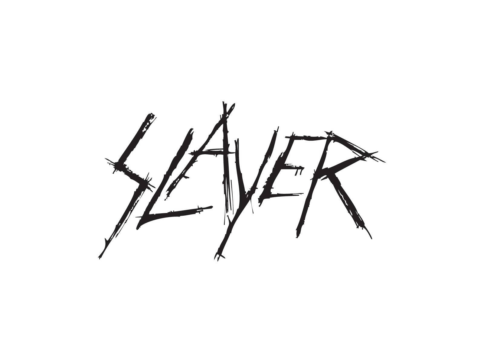 SLAYER, white background, jagged black brushstroke lettering, HD Desktop Wallpaper