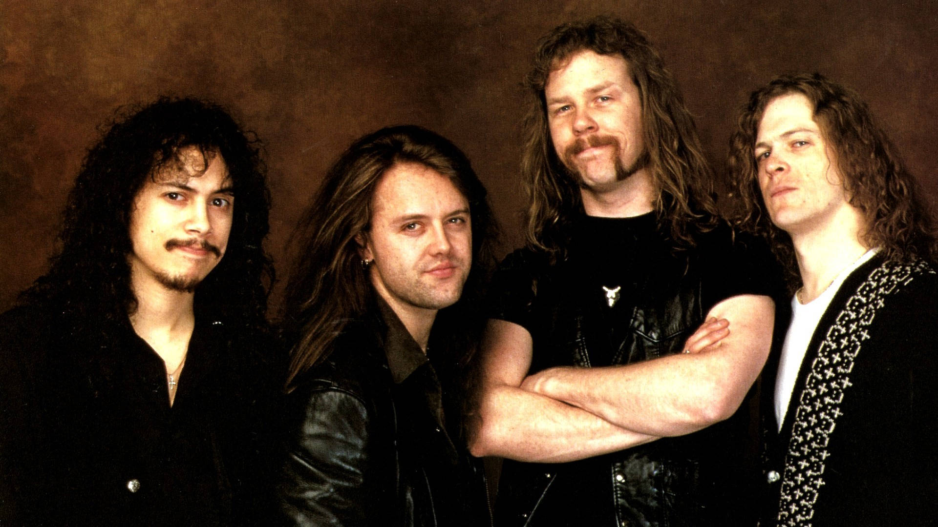 Slayer, black leather jackets, long-haired metal musicians, Full HD Desktop Wallpaper