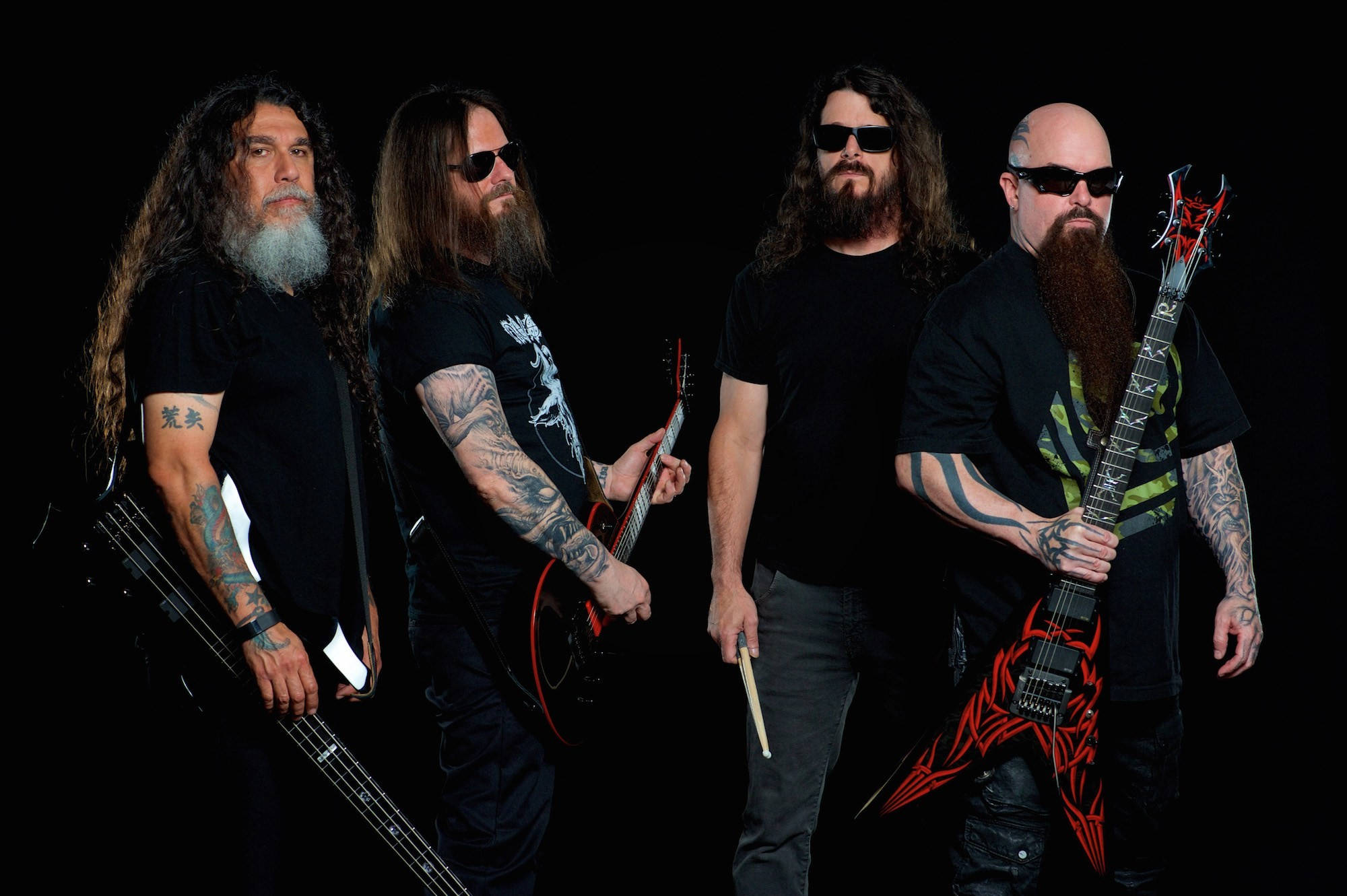 Slayer, metal band, black background, Full HD Desktop Wallpaper