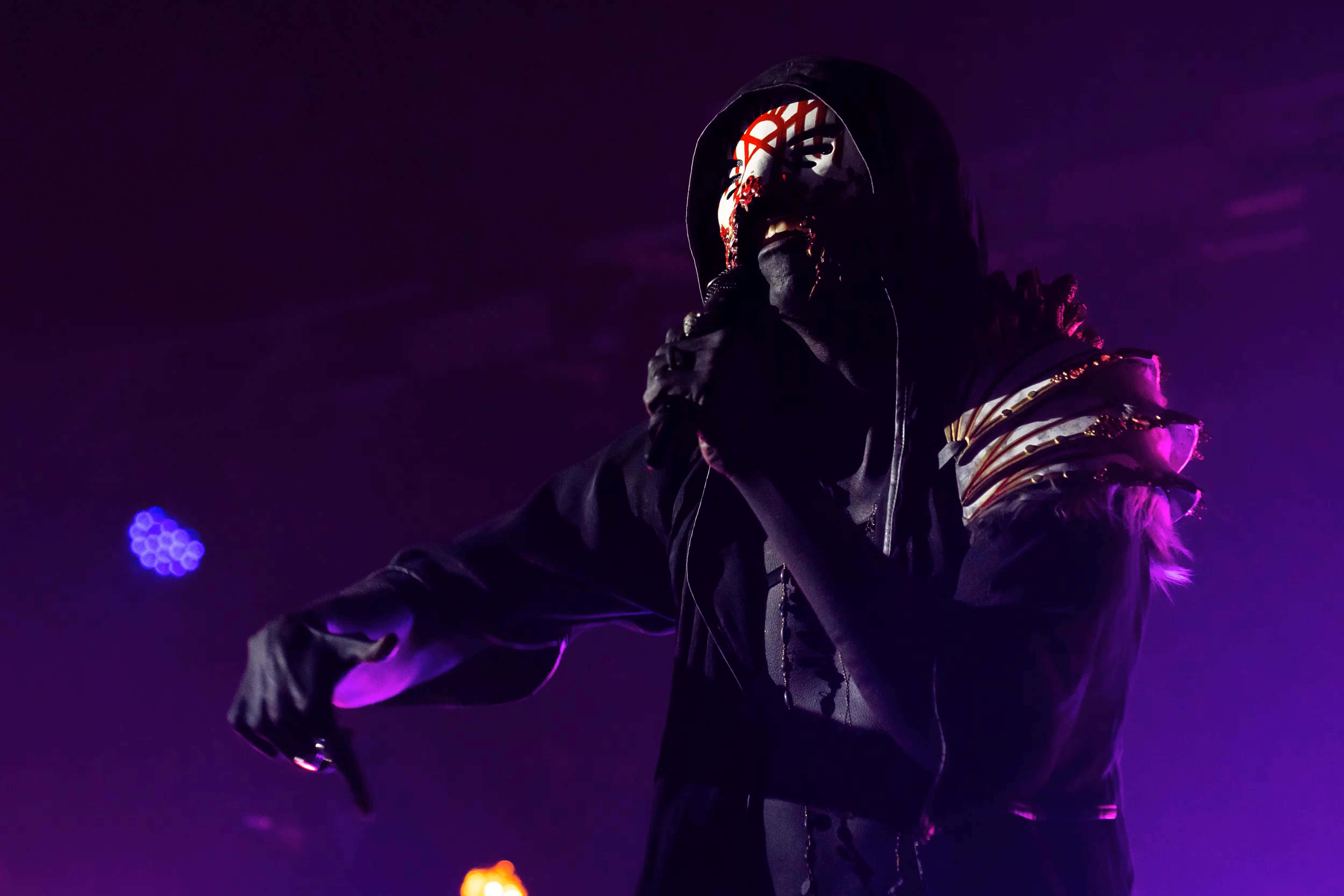 skull mask, hood, mic, 4K Desktop Wallpaper
