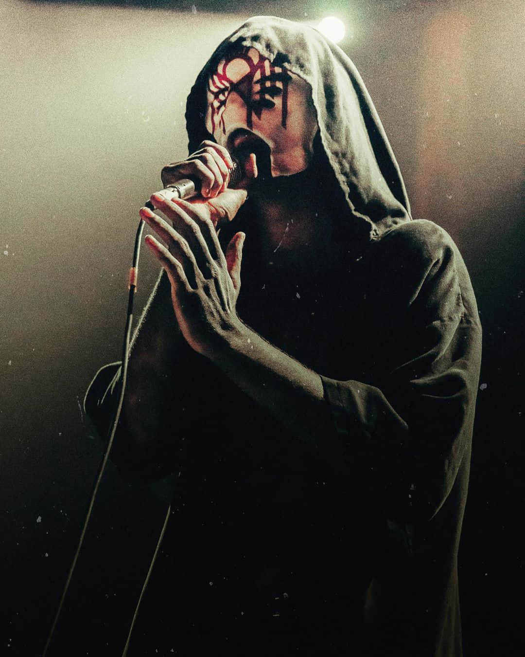 Sleep Token, hooded performer, red and black face paint, HD Phone Wallpaper