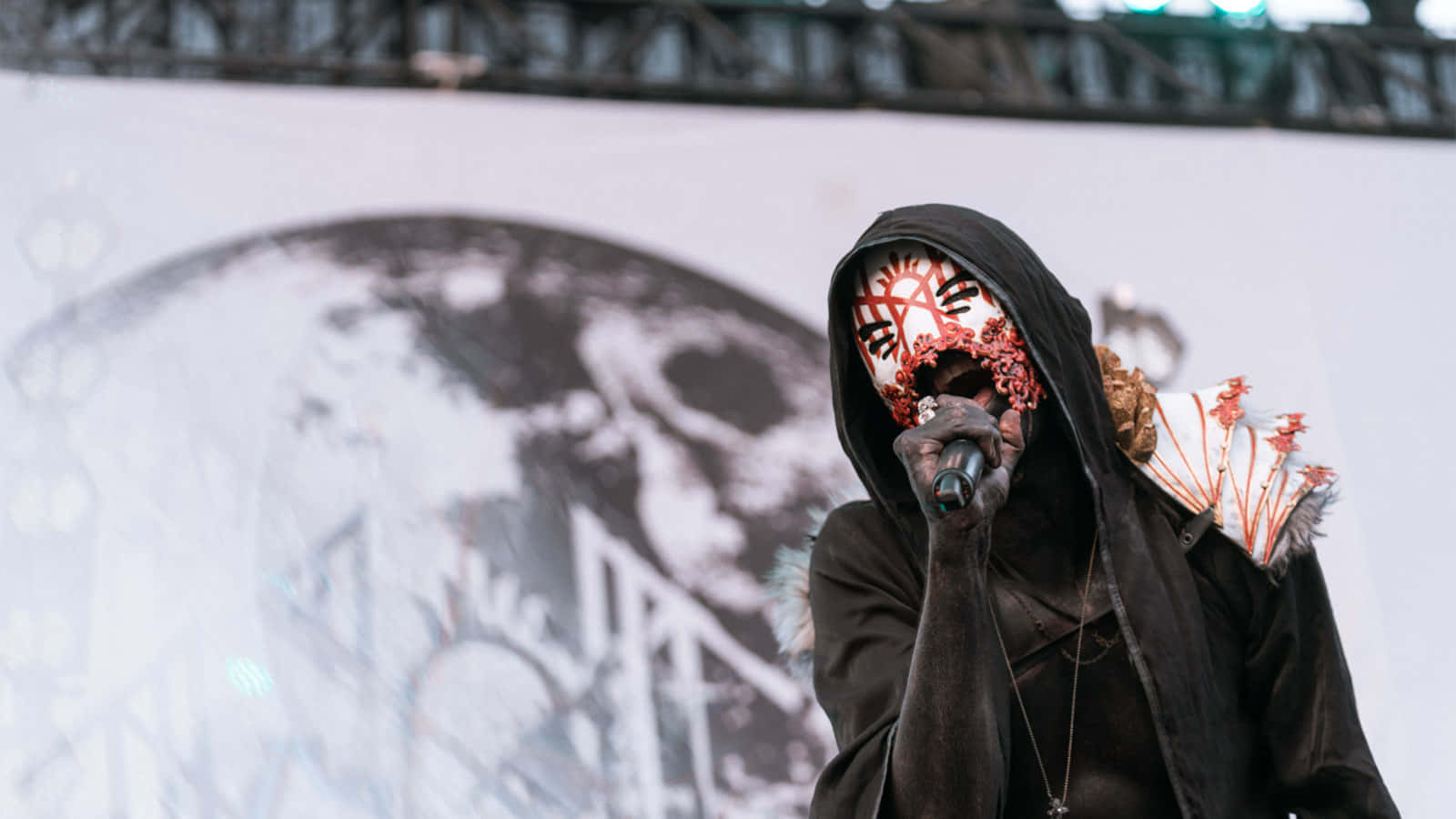 Sleep Token, masked singer performance, black hooded outfit, HD Desktop Wallpaper