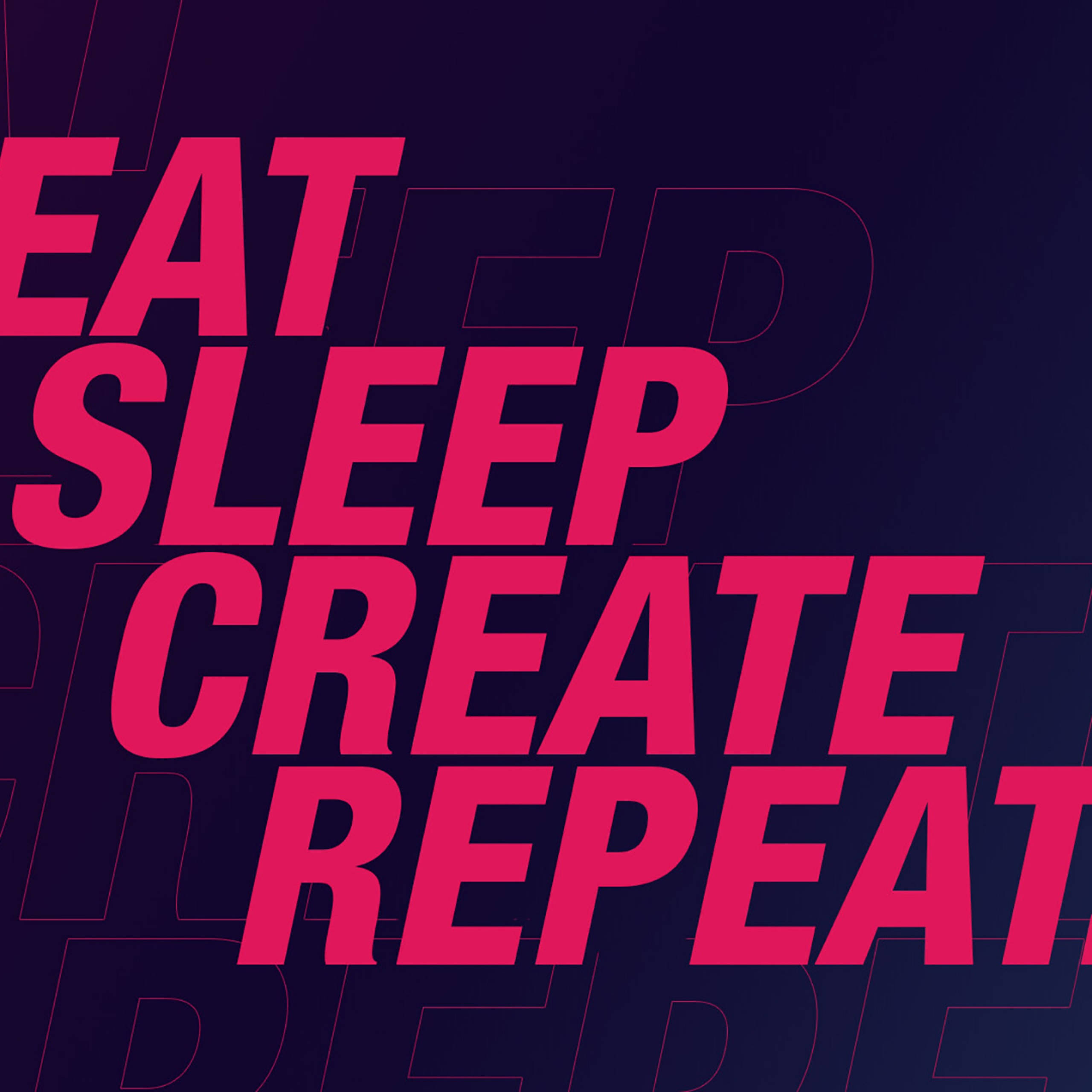 purple pink sleep art, dark purple background, bold pink text, 2K Desktop Wallpaper