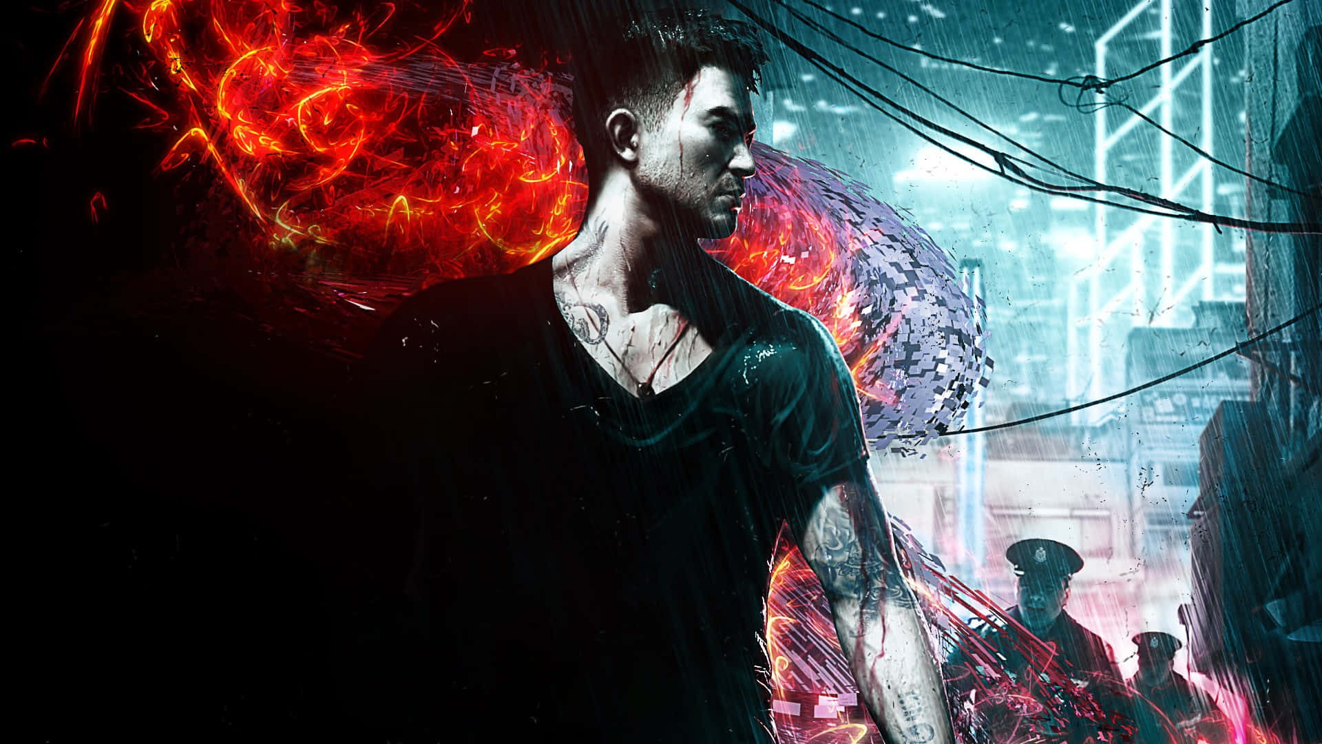 Sleeping Dogs 2, neon city, rain-drenched, Full HD Desktop Wallpaper