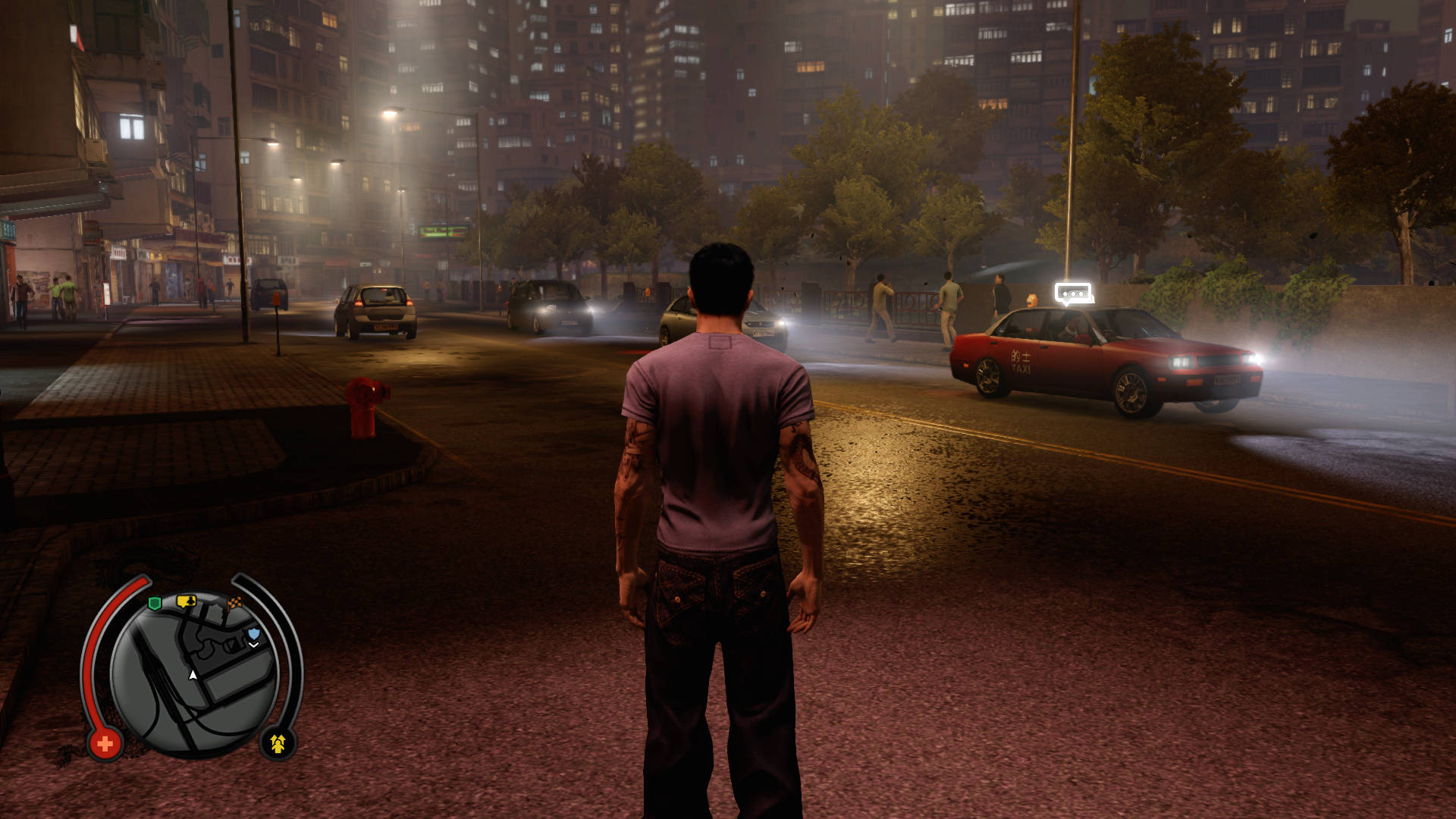 Sleeping Dogs Game, Night Time, wet city street, Full HD Desktop Wallpaper