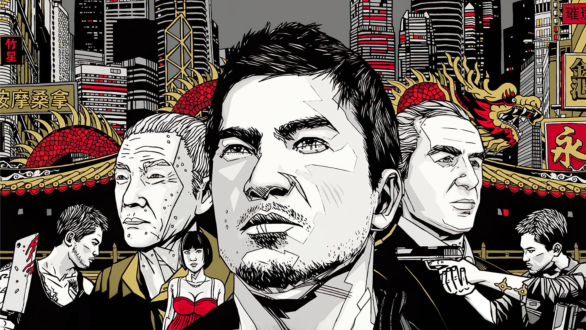 Sleeping Dogs Game, Street Art, neon-lit skyscrapers, Full HD Desktop Wallpaper