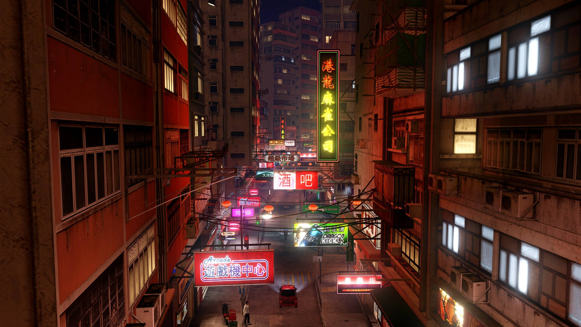 Sleeping Dogs Game, neon-lit alleyway, night, Full HD Desktop Wallpaper