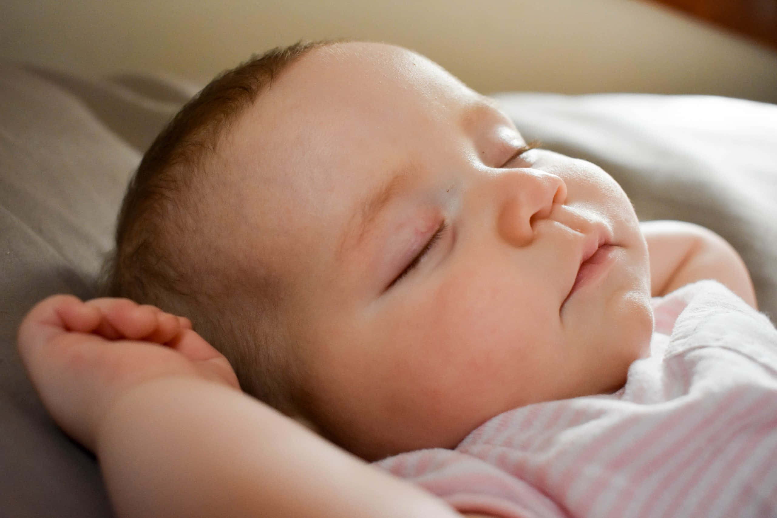 sleeping baby, soft pillow, eyes closed, 2K Desktop Wallpaper