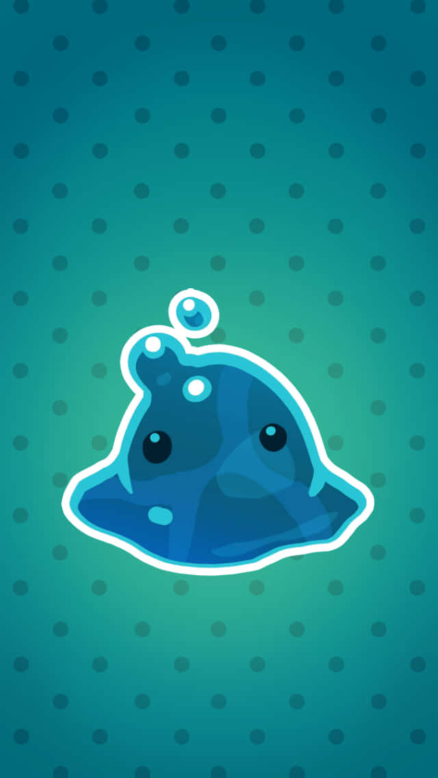 Slime Rancher, blue squid sticker, teal polka dot background, SD Phone Wallpaper
