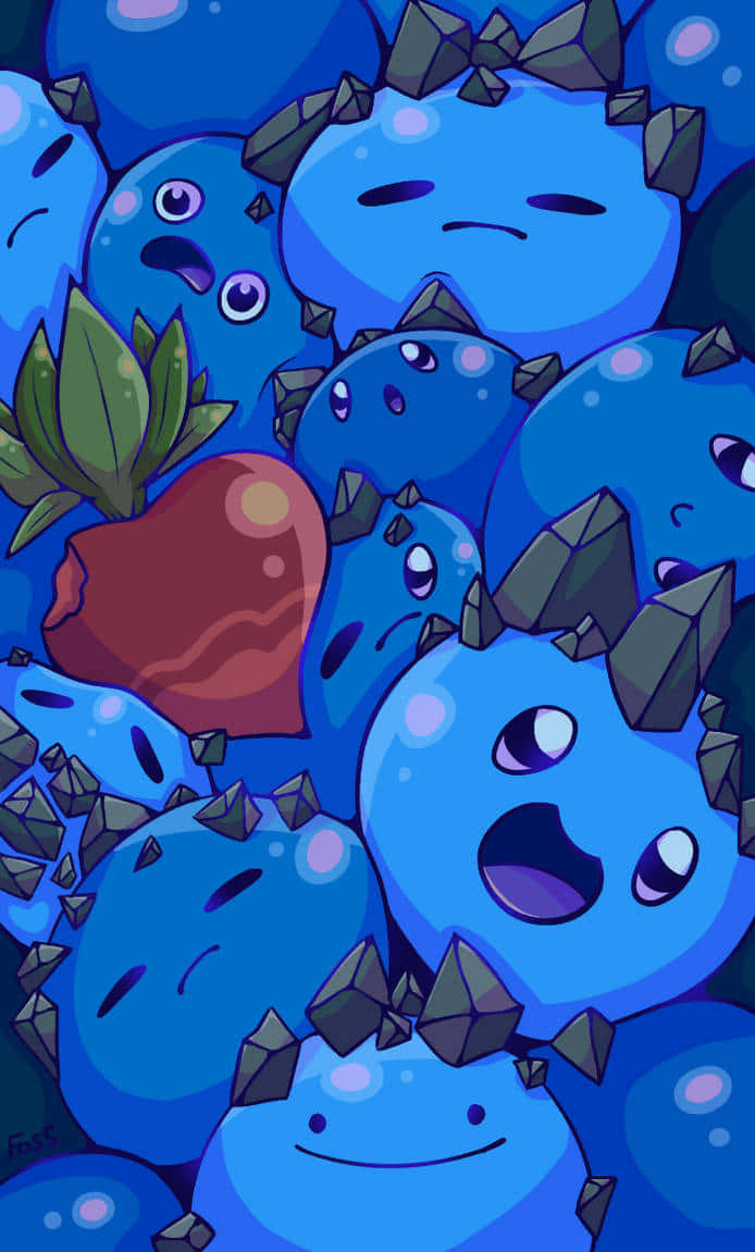 Slime Rancher, blue berries, blue blob creatures, SD Phone Wallpaper