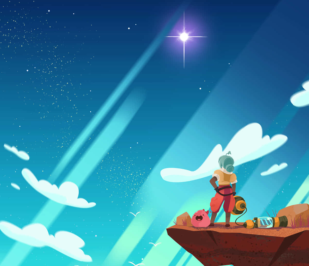 Slime Rancher, pink creature, cliff, SD Desktop Wallpaper