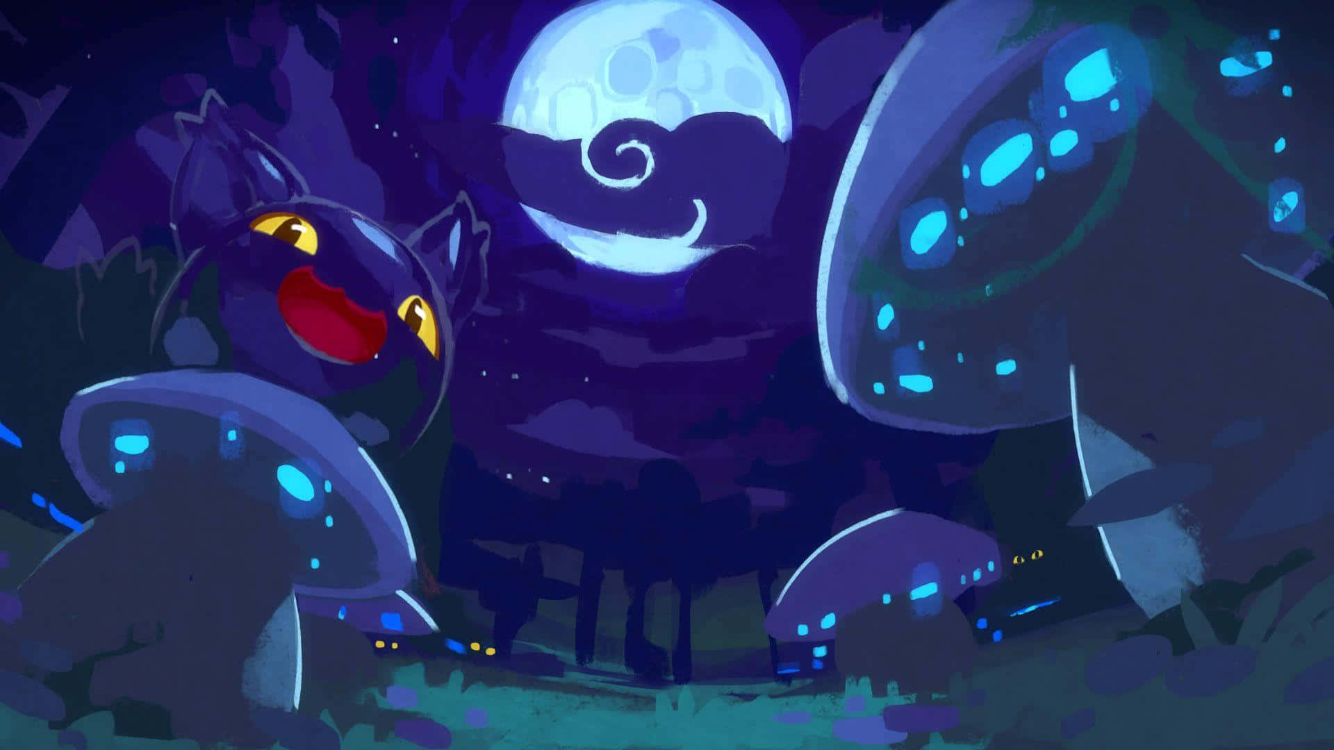 Slime Rancher, crescent moon, glowing mushrooms, Full HD Desktop Wallpaper