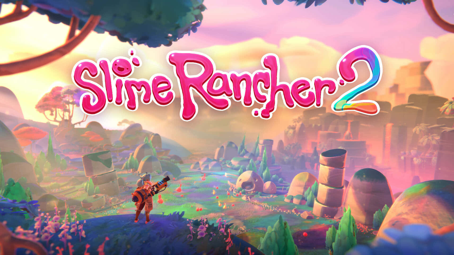 Slime Rancher 2, colorful alien landscape, glowing flora, Full HD Desktop Wallpaper