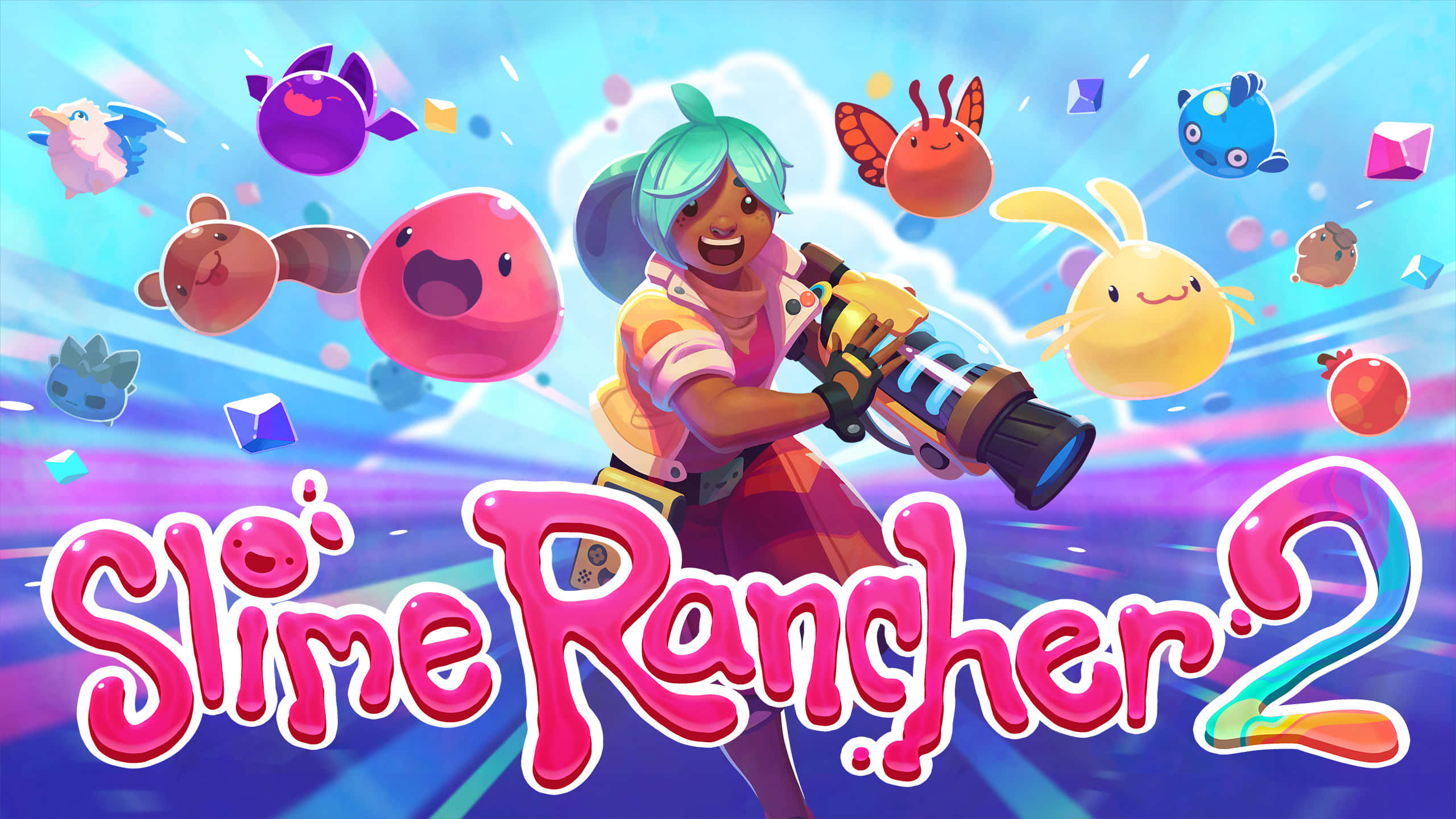 Slime Rancher, teal hair, cannon, 2K Desktop Wallpaper
