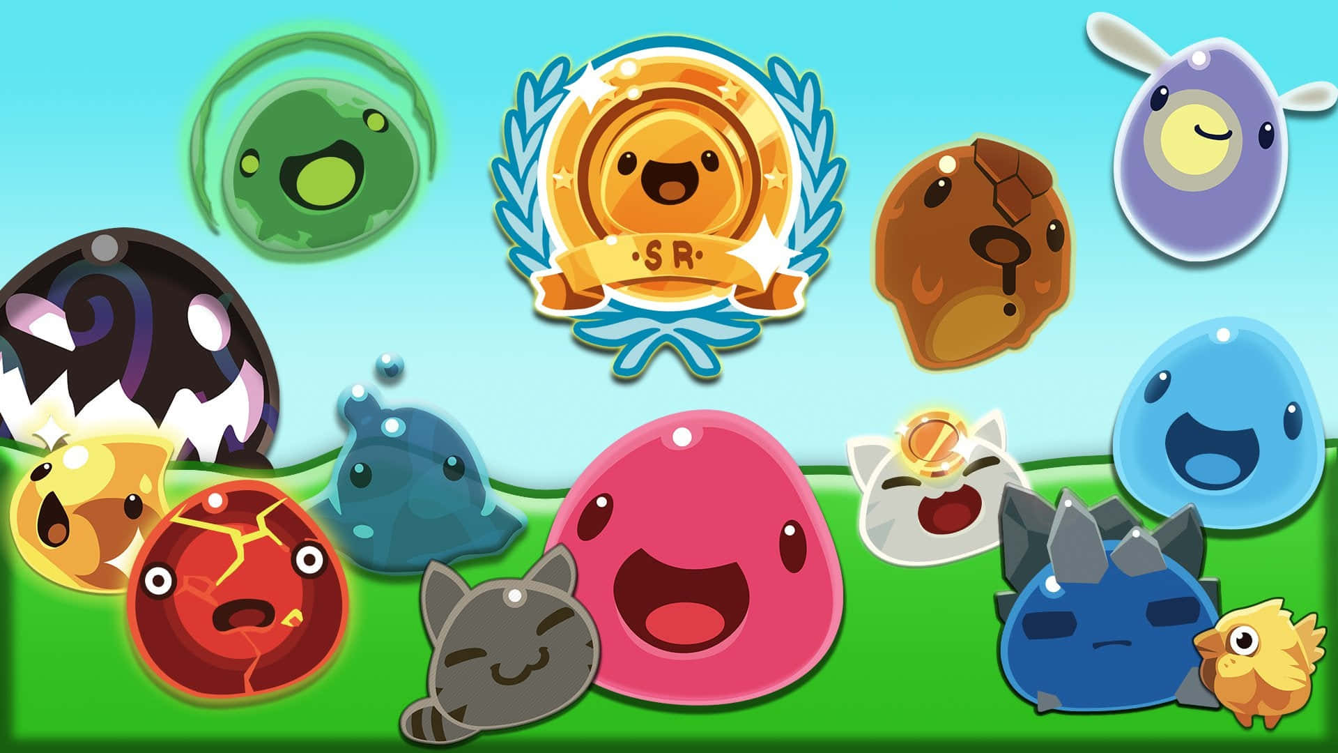 Slime Rancher, colorful cartoon slime characters, expressive faces, Full HD Desktop Wallpaper