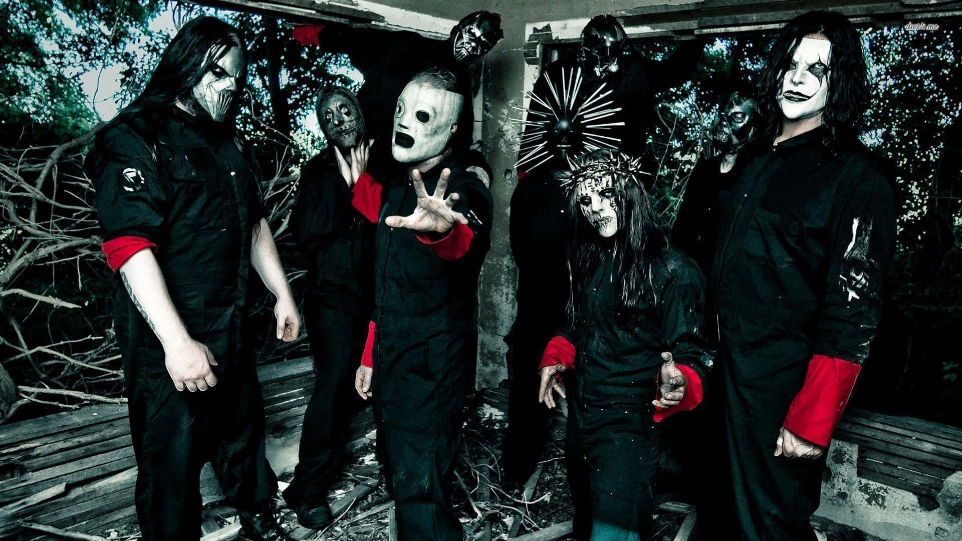 Slipknot, 9 piece metal band, black outfits, Full HD Desktop Wallpaper