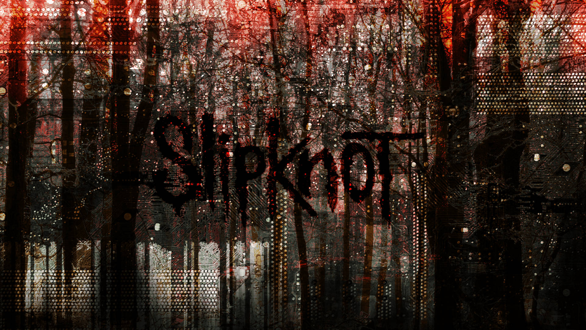 Slipknot, red glowing lights, circuit board patterns, Full HD Desktop Wallpaper