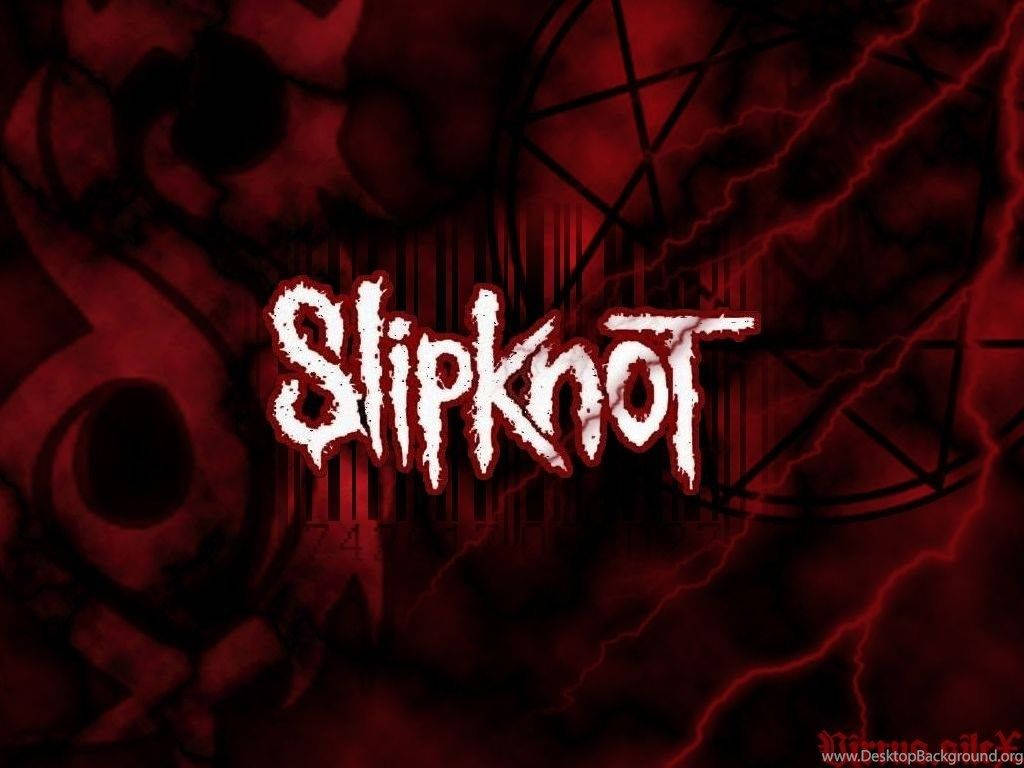 Slipknot, red, jagged white lettering, SD Desktop Wallpaper